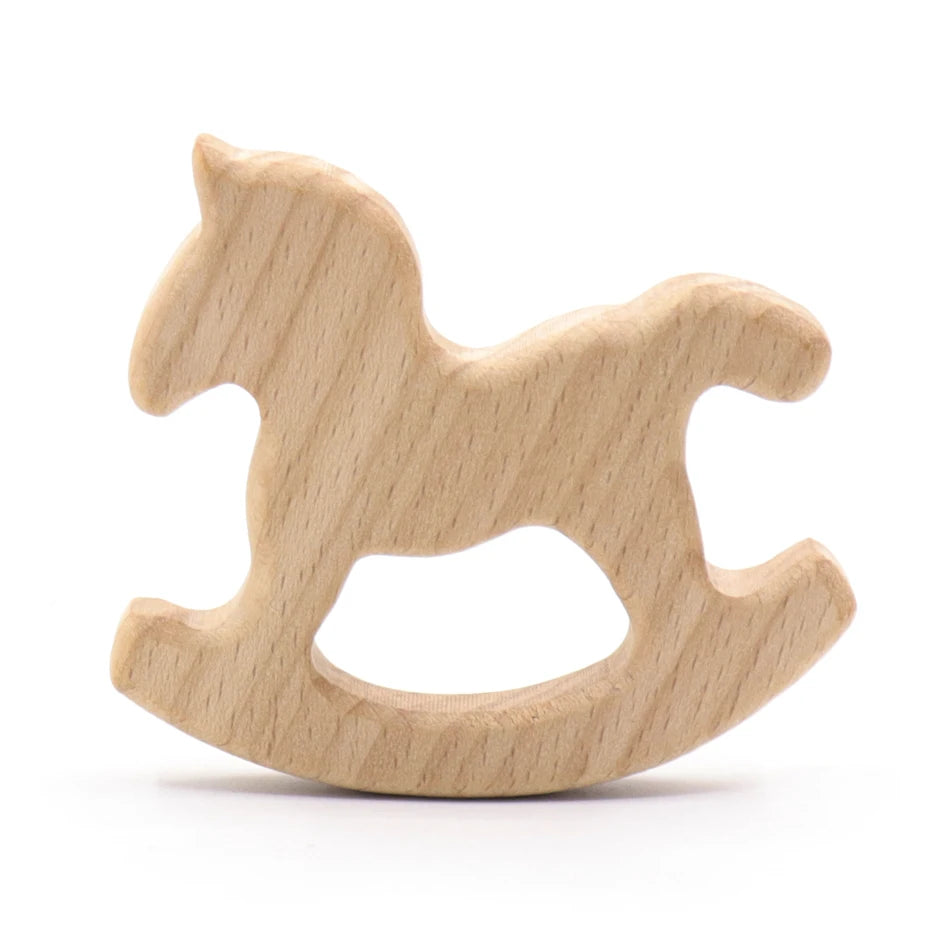 DIY Baby Gym Toys Wood Necklace Pendant Food Grade Wooden Teether Toys Tortoise Koala Whale Turtle Wooden Teething Toys