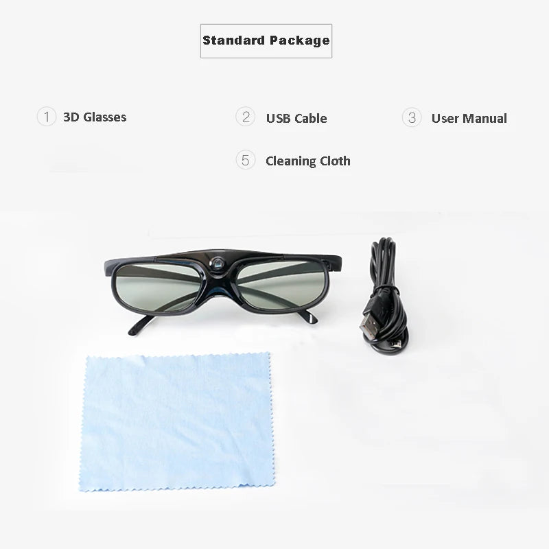 2PCS 3D Glasses Active Shutter 96-144HZ for BenQ Acer X118H P1502 X1123H H6517ABD H65108D Optoma JmGo V8 XGIMI Projector