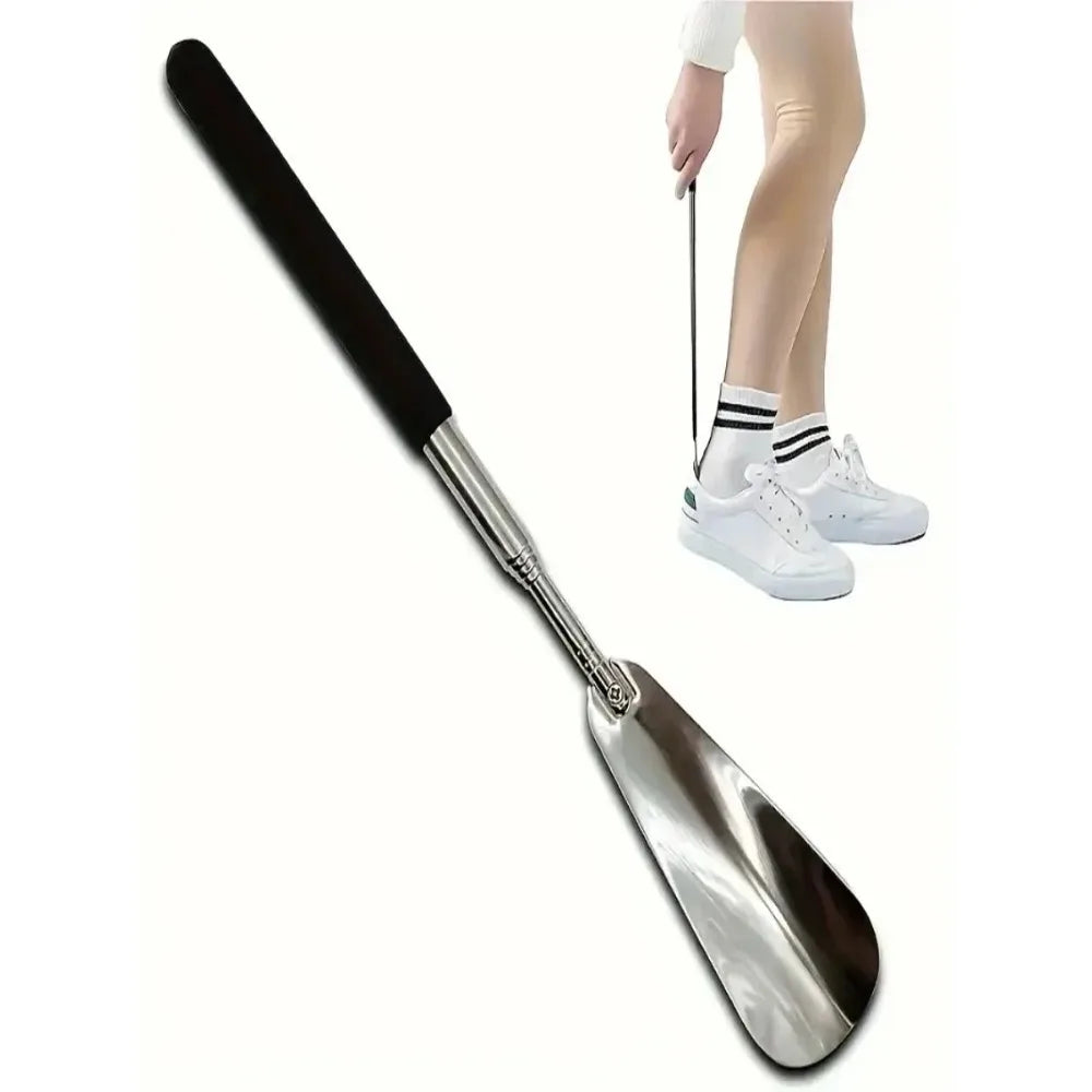 1pc Portable Stainless Steel Shoe Horn With Three Adjustable Lengths for Shoe Lifting And Wearing Shoe Accessories