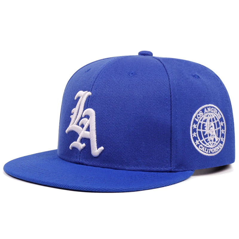 2025 New Los Ange Earth Letter Embroidered Cotton Flat Edge Hat Women Simple Baseball Hat Sunshade Hat Men's Outdoor HipHop Hat