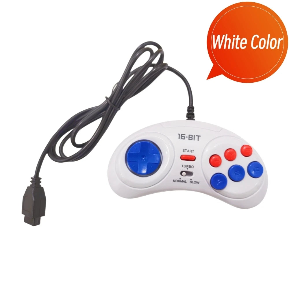 White Black 9 Pin Wired Gamepads For Sega MegaDrive Game Console 16 bit Controller For Genesis MD Gamepad Handle Support Turbo