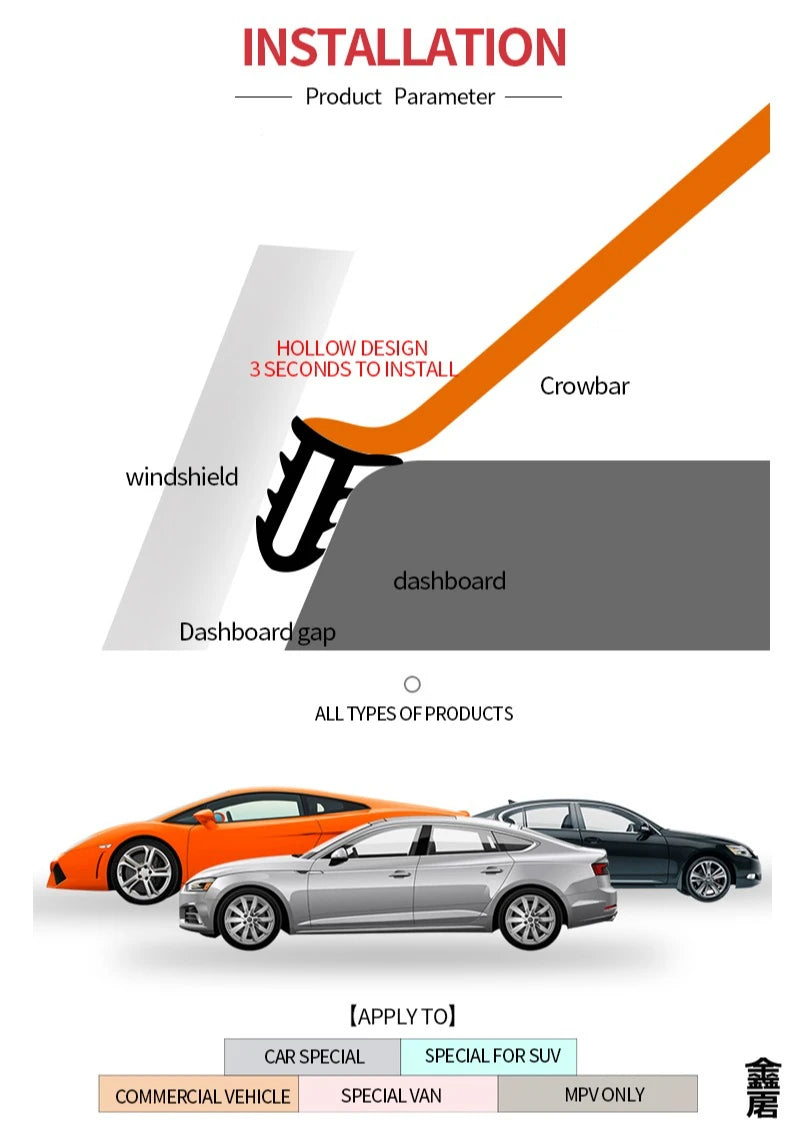1.6m Auto Dashboard Sealing Strip Universal Car Sticker Rubber Seals Noise Insulation for Weatherstrip Car Accessories