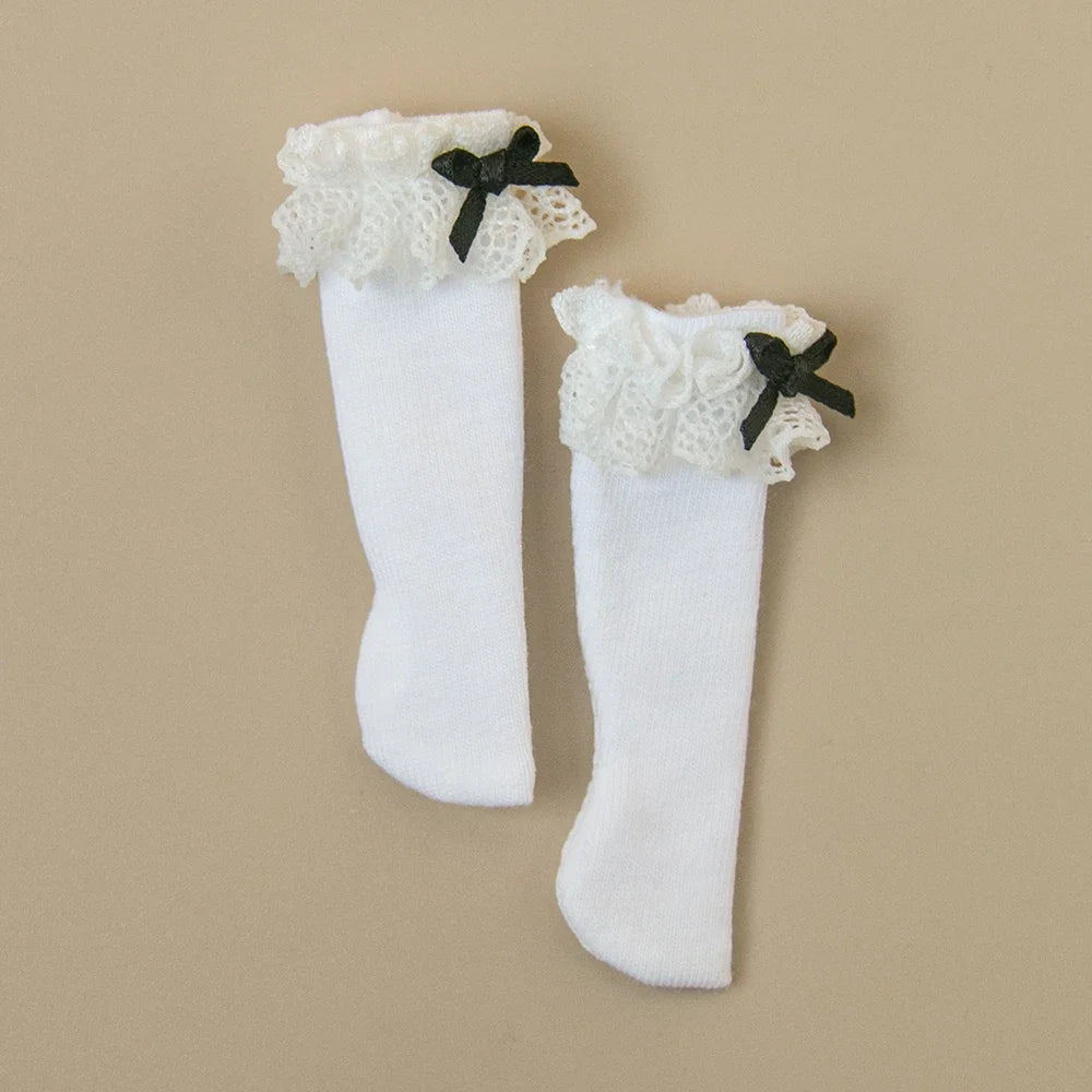 Blyth Socks Fashion Long Socks Lace Bow Socks Black White for Licca Azone Momoko OB24 OB22 OB27 YMY Doll Accessories