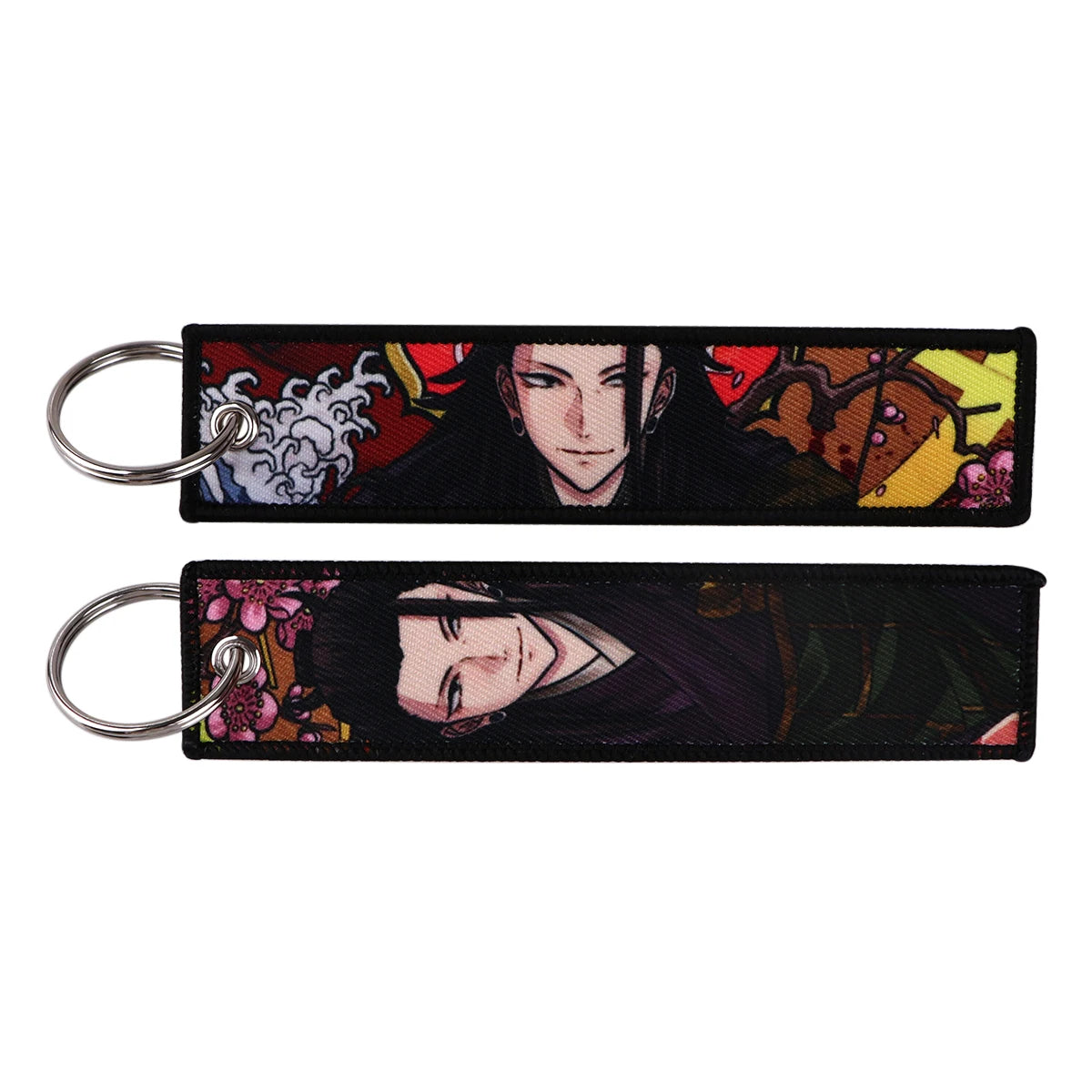 Anime Satoru Gojo Geto Suguru Embroidery Key Fobs Japanese Manga Key Tag Keychain Key Ring Backpack Chaveiro