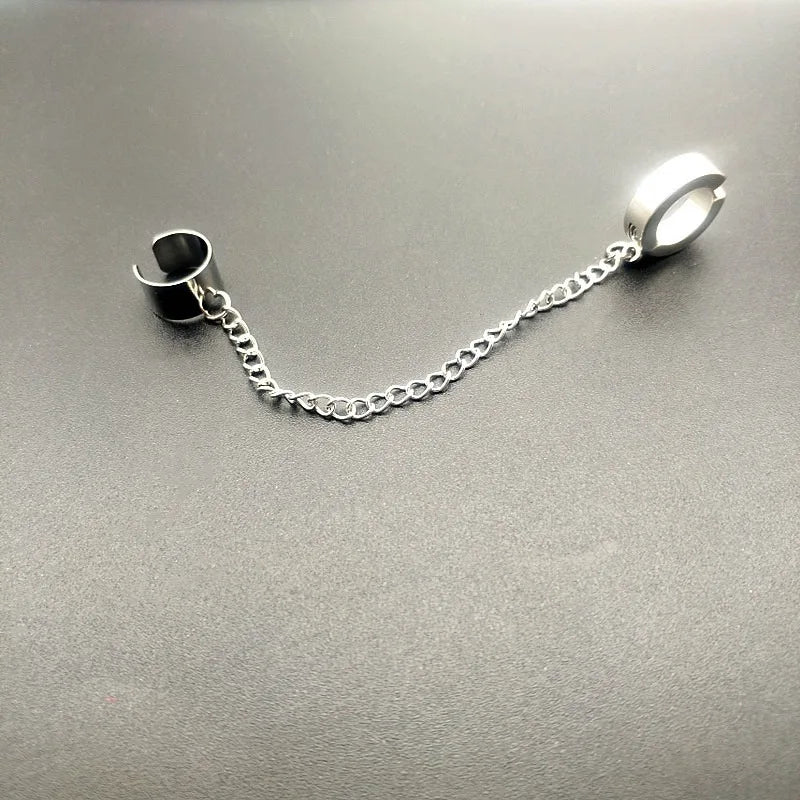 1 Pcs Stainless Steel Painless Ear Clip Earrings for Men Women, Punk Silver Color Non Piercing Fake Earrings Jewelry Gifts