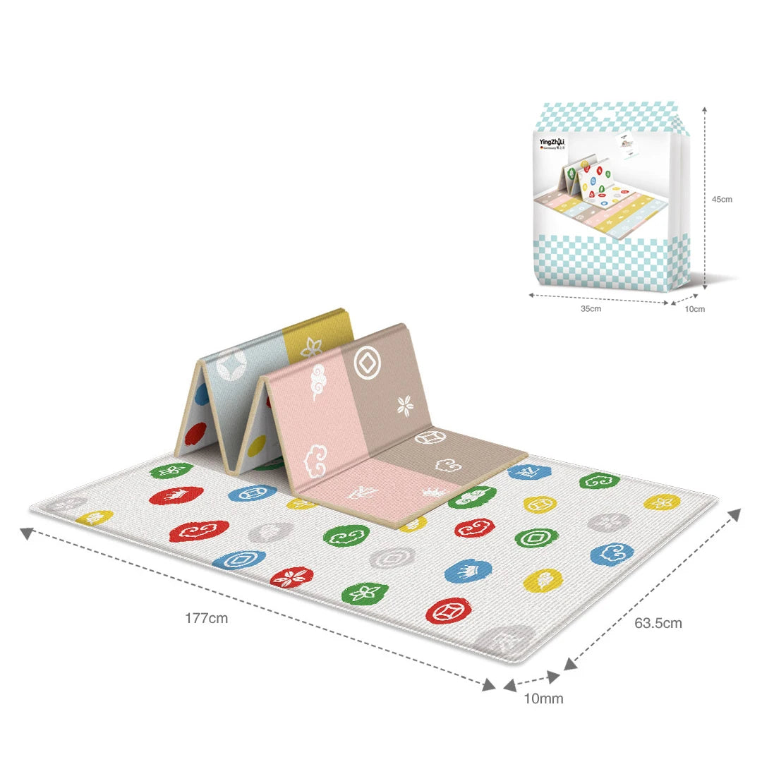 177*64cm Baby Play Mat Foldable Waterproof Children Carpet Double-Sided Pattern Educational Outdoor Camping Mat Easy to Carry