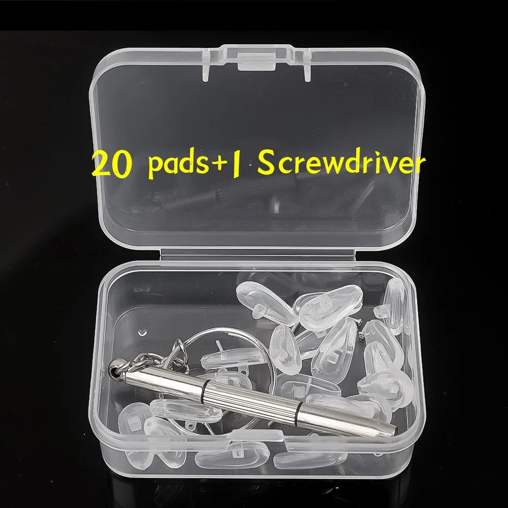 Eyeglasses Nose Pads with Screwdriver DIY Soft Silicone Air Chamber Glasses Replacement Repair Tools Anti-slip Nose Pad Screw