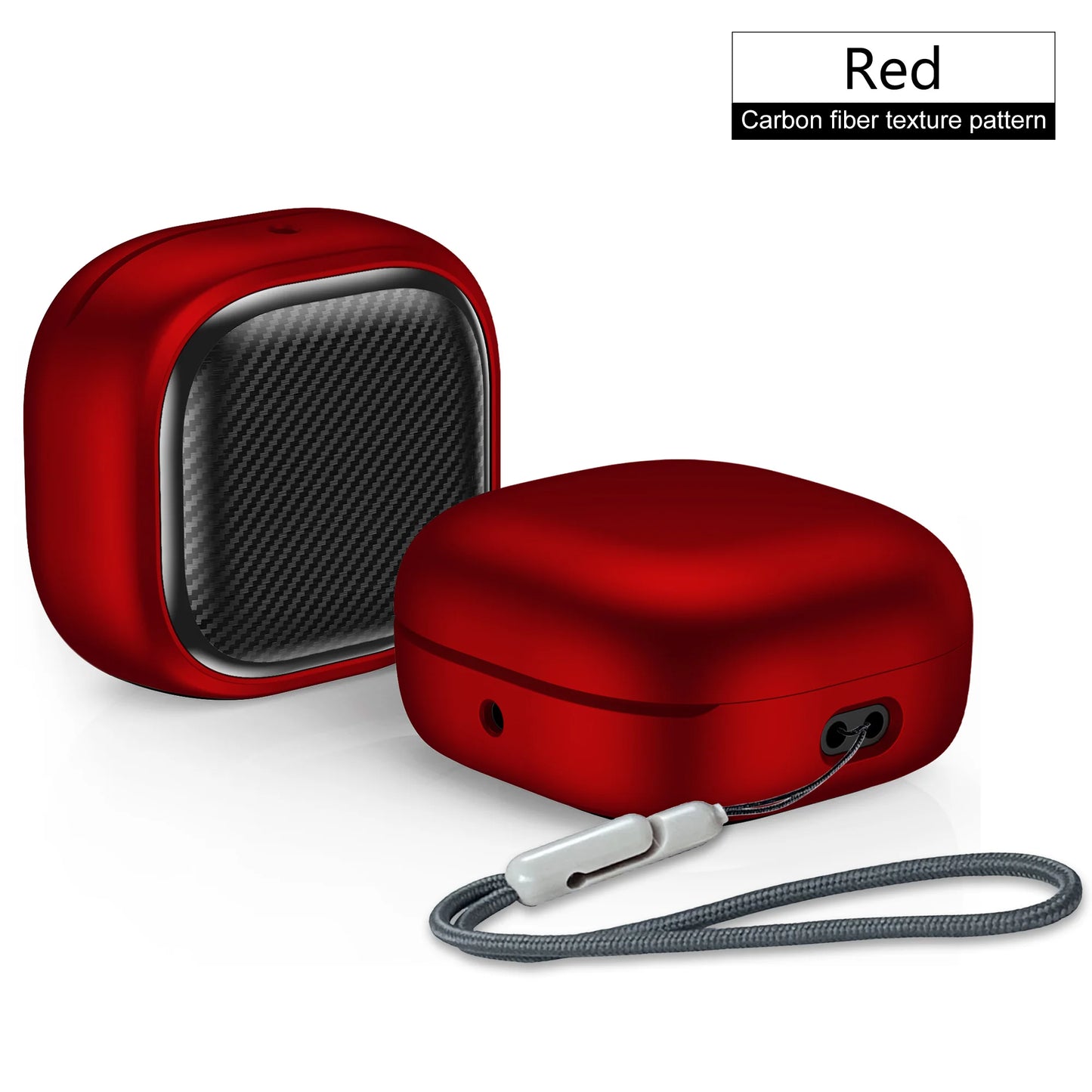 For Samsung Galaxy Buds FE, Buds Pro, Buds2 Pro, Buds Live, Buds2 Case Cover, Vogue Fiber Stripe Protection Case with Lanyard