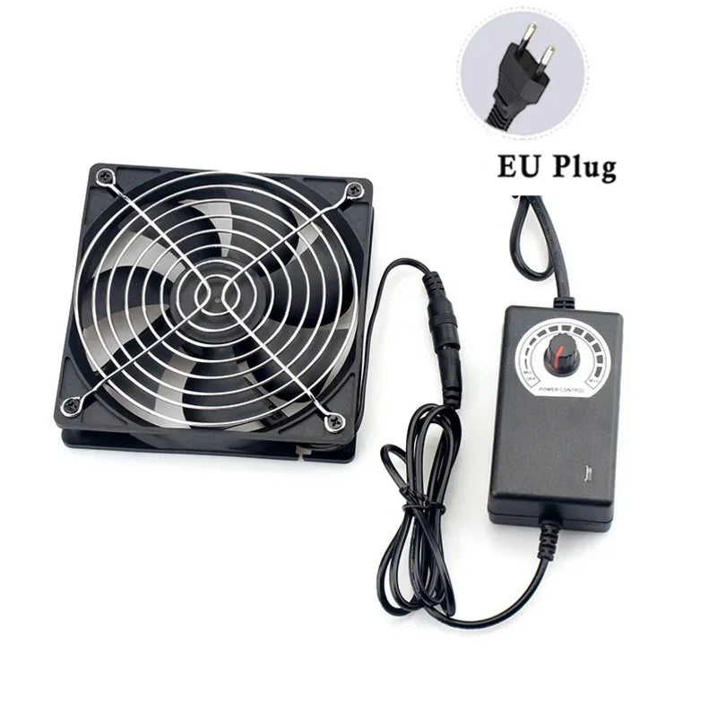 12cm 3000RPM Exhaust Fan Bathroom Cooling Fan with Controller 3V-12V Btc Machine Chassis Workstation Cabinet Radiator Server Fan
