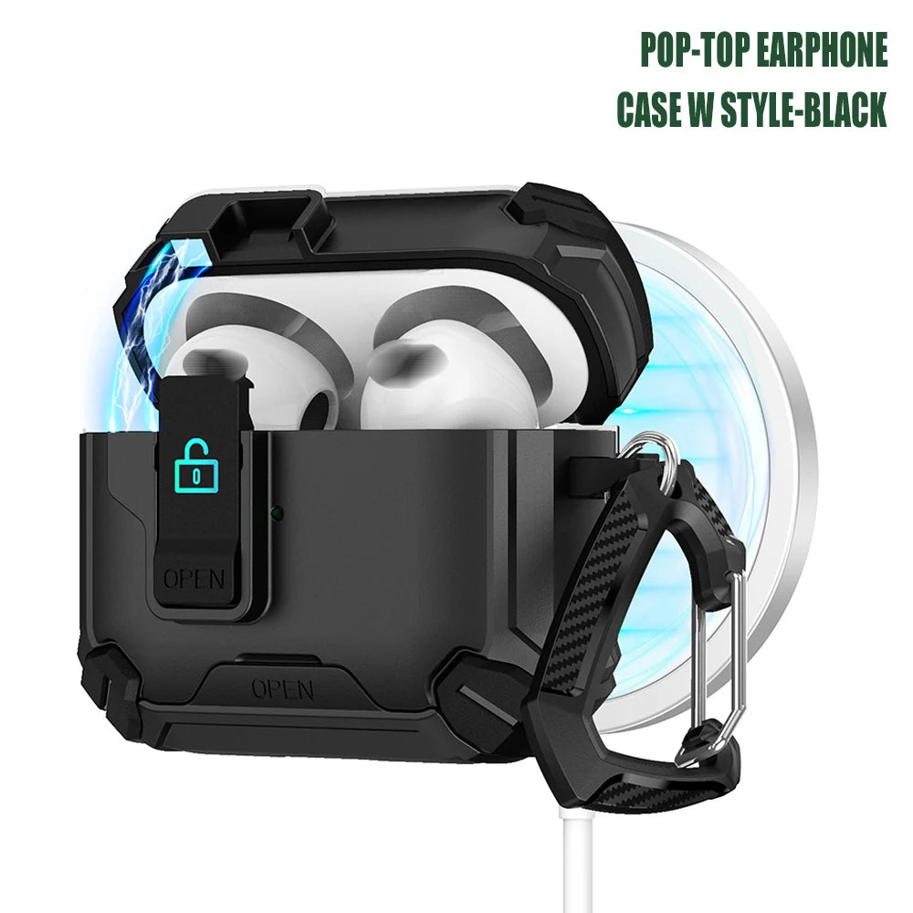 Luxury Bracket Case For AirPods Pro 3 3nd Automatic Lock Compatible With MagSafe For Men Apple Air Pods Pro 2 4 3 2 1 Pro2 Cover