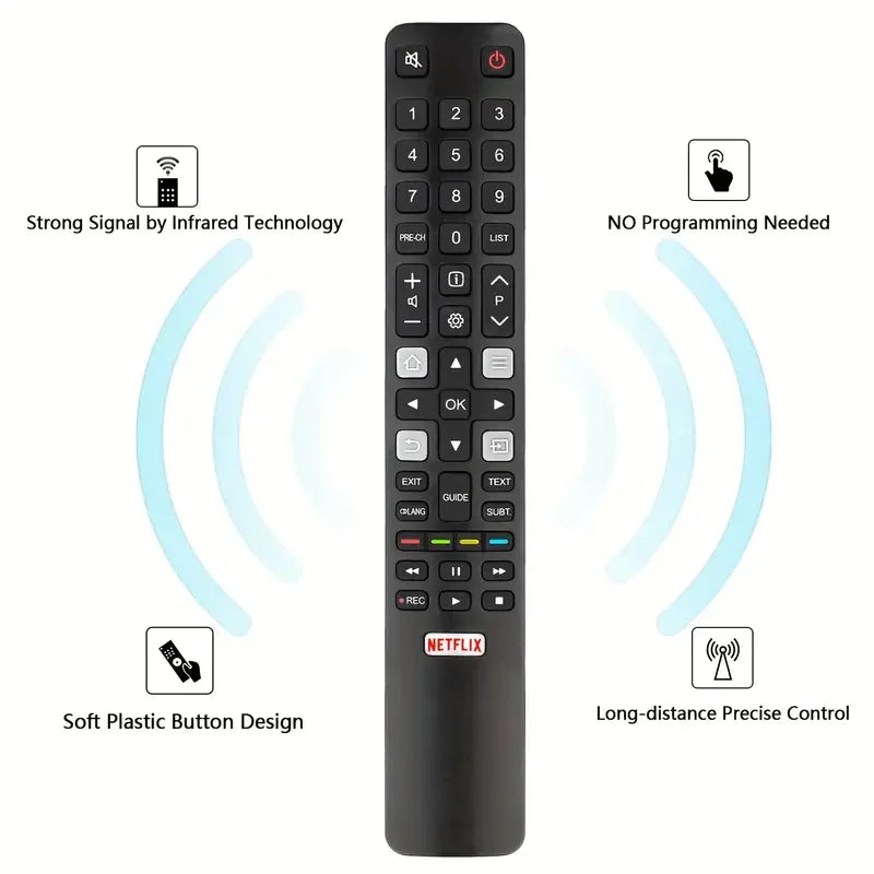 RC802N YAI2 Replacement TCL Smart TV Remote Control For TCL TV 4K HDTV P20 Series C2 Series NETFLIX