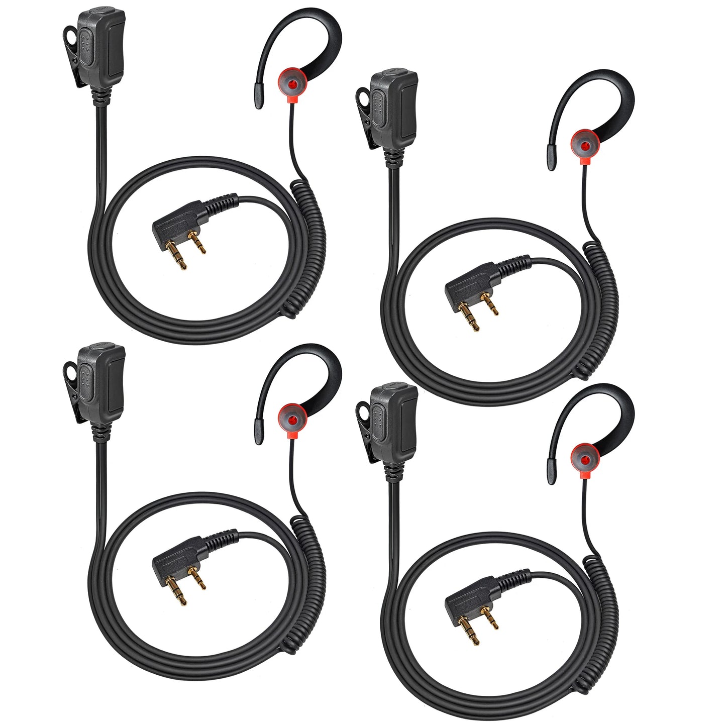 Two Way Radio 2 Pin K Head Soft Ear Hook Earpiece Walkie Talkie Headset with Mic PTT for BaoFeng UV-5R BF-888s Kenwood Retevis