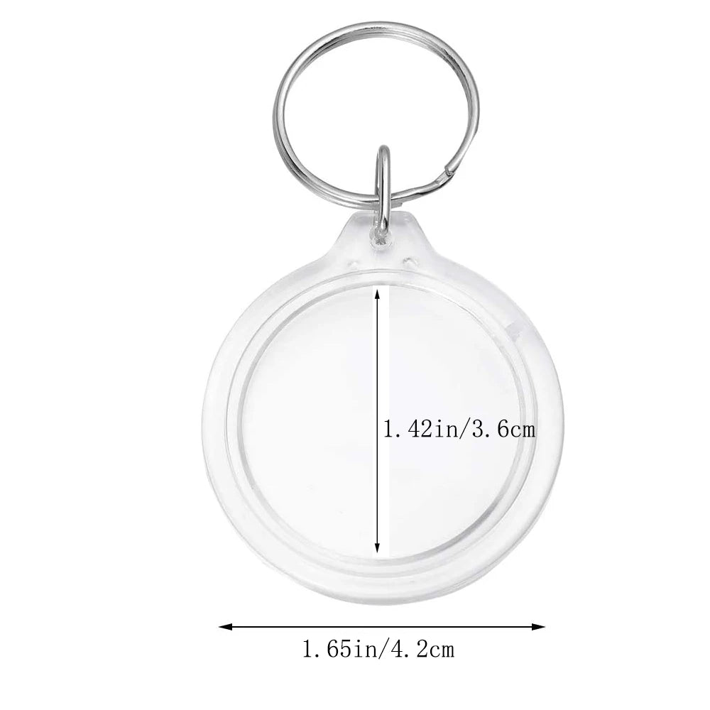 30PCS Circle Acrylic Photo Frame Keychain Snap-In Custom Insert Photo Acrylic Blank Picture Keyring for DIY Projects