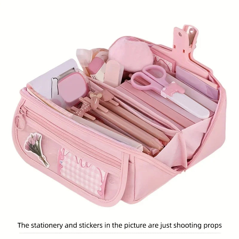 1pc large capacity learning pencil case with multifunctional desktop organization and storage stationery box for boys and girls
