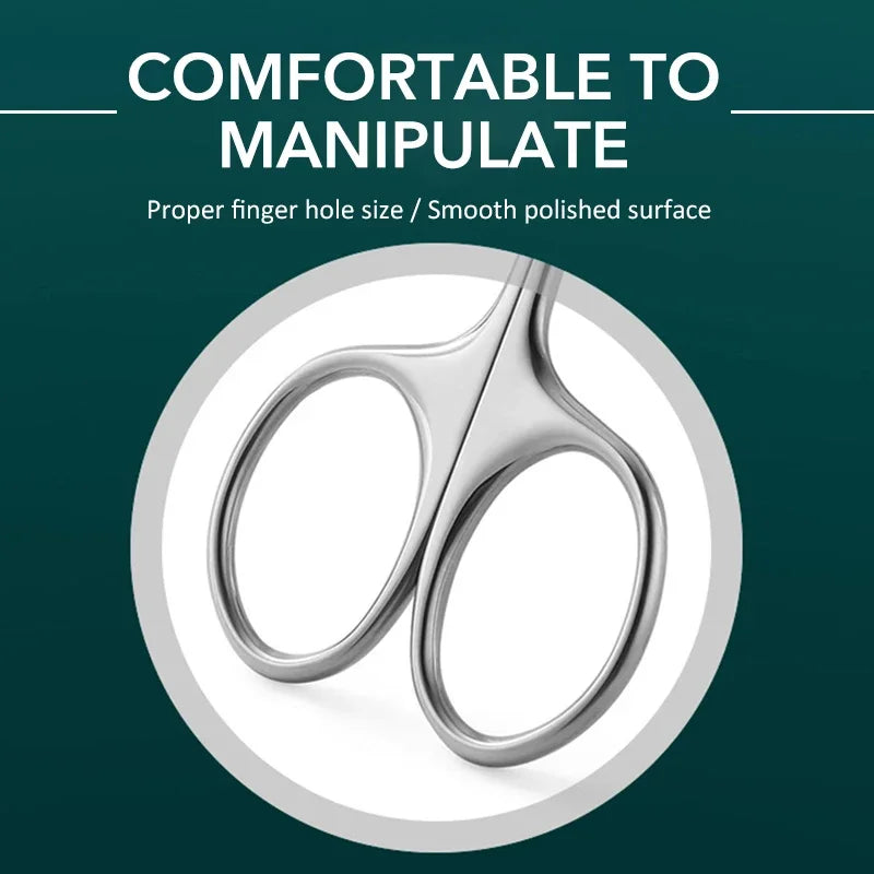 Stainless Steel Cuticle Scissors Curved Blade Nail Manicure Tool for Eyebrow Eyelash Dry Skin Multi-purpose Compact Size