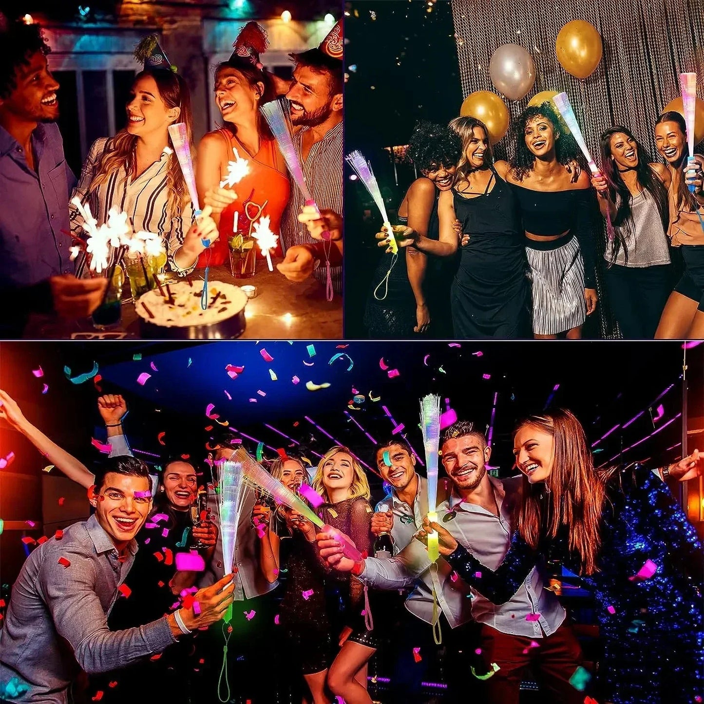 Glow Sticks Fiber Optic Light Up Wands LED Night Lighting Props for Birthday Wedding Dark Parties Concerts Christmas Halloween