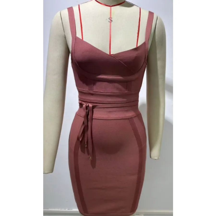 【New style】's hot sale 's hot sale European and American suspender waist sexy hip bandage dress Guangzhou source