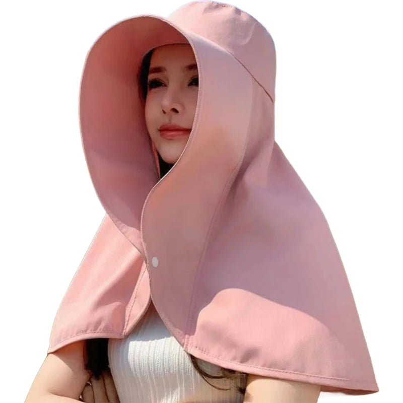 New Sun hat Summer Sunshade Visor Big Hat Outdoor Sunprotection Fishing Hiking Neckprotection Shawl Bucket Hats Sun Supplies