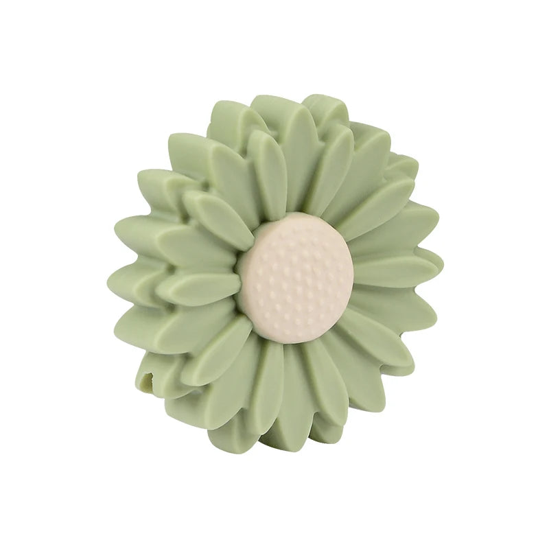 LOFCA Daisy 10pcs Silicone Beads Sunflower Cute Silicone Beads Food Grade Teether BPA-Free Baby Toy Chain Accessories