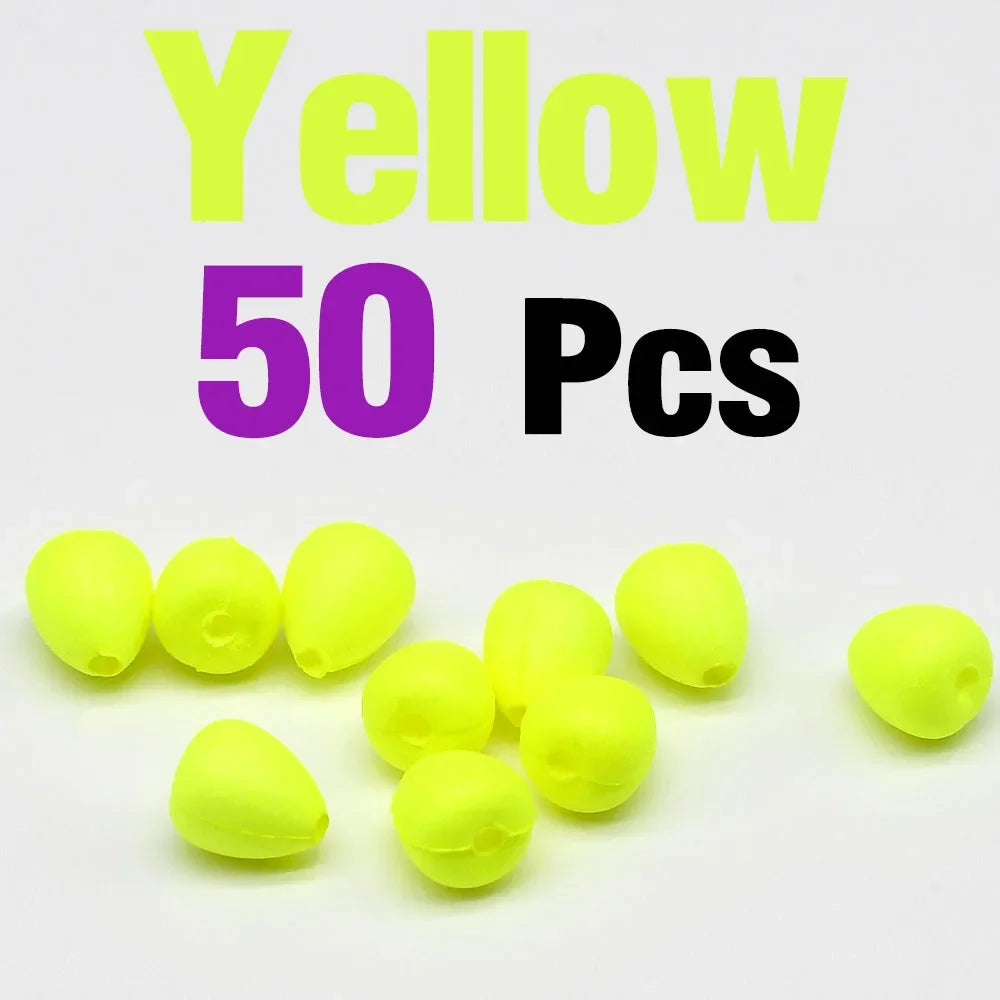 Topranc 50Pcs Floating Beads Eye-catching Beans Floating Beads Collision Ultra-light Foam EVA Fishing Accessories