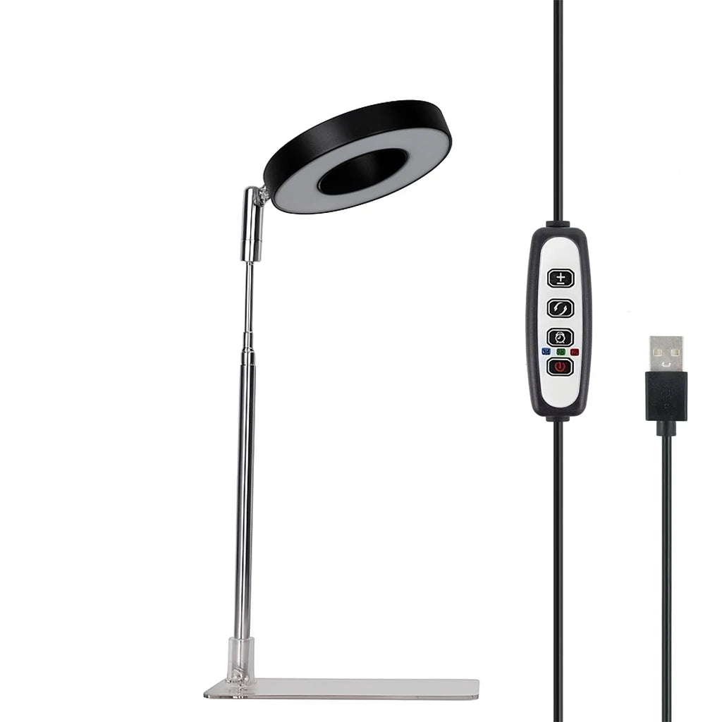 Full Spectrum Fill Light LED Grow Lamp for Indoor Solar Plants with Adjustable Height, 3/9/12H Timer 10-Level Dimming for Garden