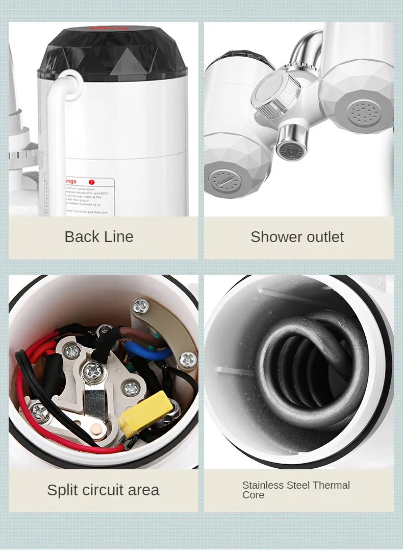 Kitchen Electric Water Heater Tap Instant Hot Water Faucet Heater Cold Heating Faucet Tankless Instantaneous Water Heater