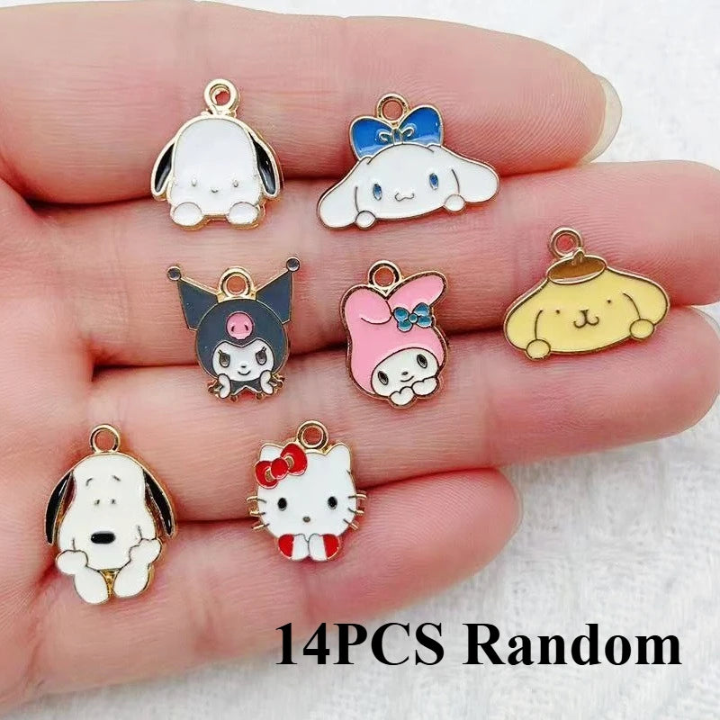 10/14PCS cartoon cute little animal DIY handmade jewelry accessories alloy drip pendant earrings earrings jewelry