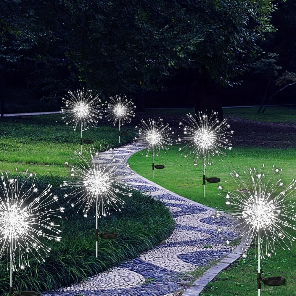 60/200LEDs Solar Firework Lights Outdoor Waterproof Solar Garden Lights 8 Lighting Modes With Remote Control Decorations Light