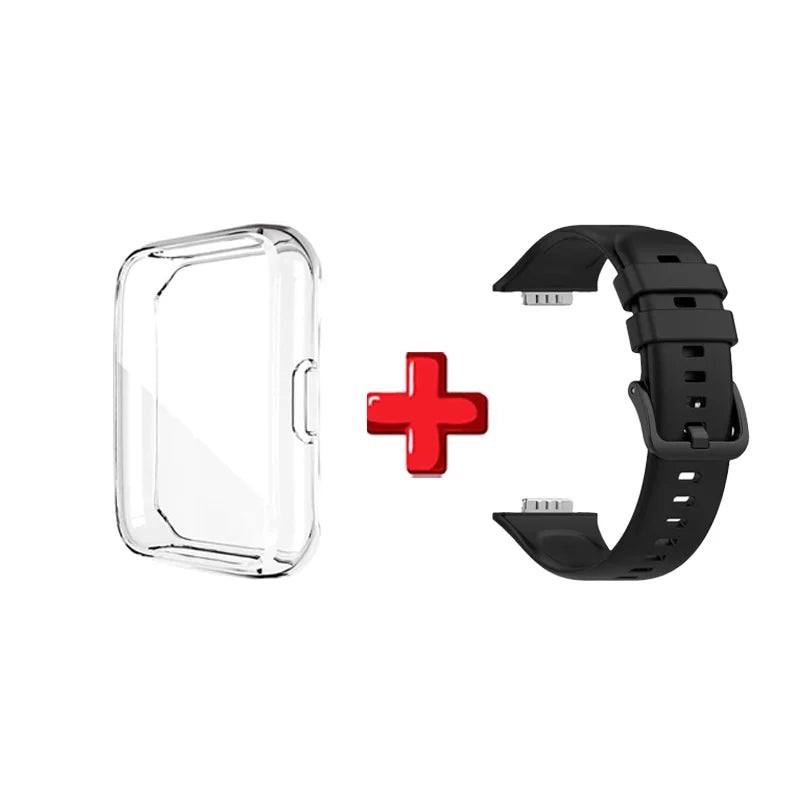 Silicone Strap For Huawei Watch Fit 2 Watch Band Bracelet Replacement Accessories + Transparent TPU Protective Case