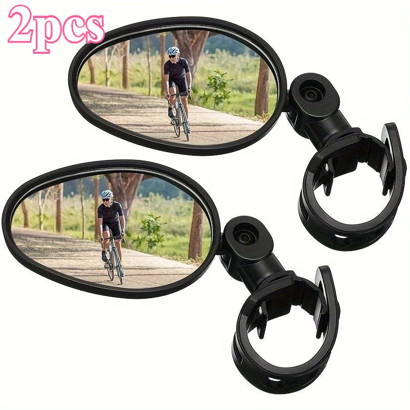 1/2PCS Bike Mirrors, Acrylic Convex Oval Rearview for Cycling360° Rotatable Shockproof Handlebar Mount Mirrors for Mountain &