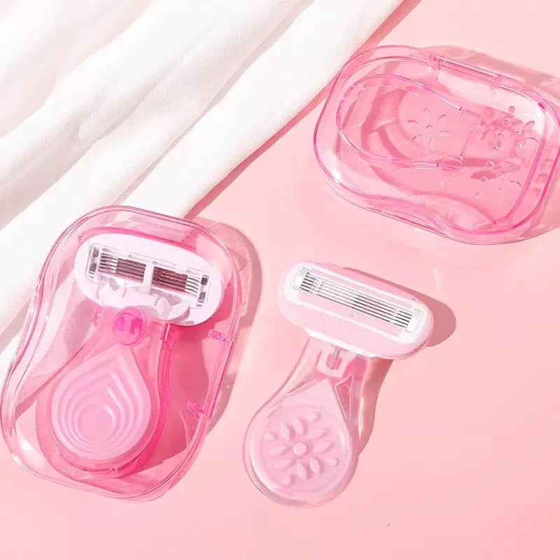Portable Women Razor for Travel Face Leg Bikini Body Hair Shaving With Protective Net Blade Lady Manual Shaver Set