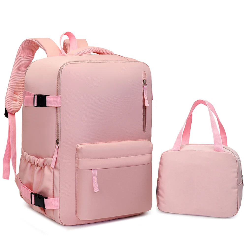 2-Piece 40×30×20cm 180 ° Full Opening Backpack Set, Large Carry-On with Tote Bag for Travel, Business, School & Daily Commuting