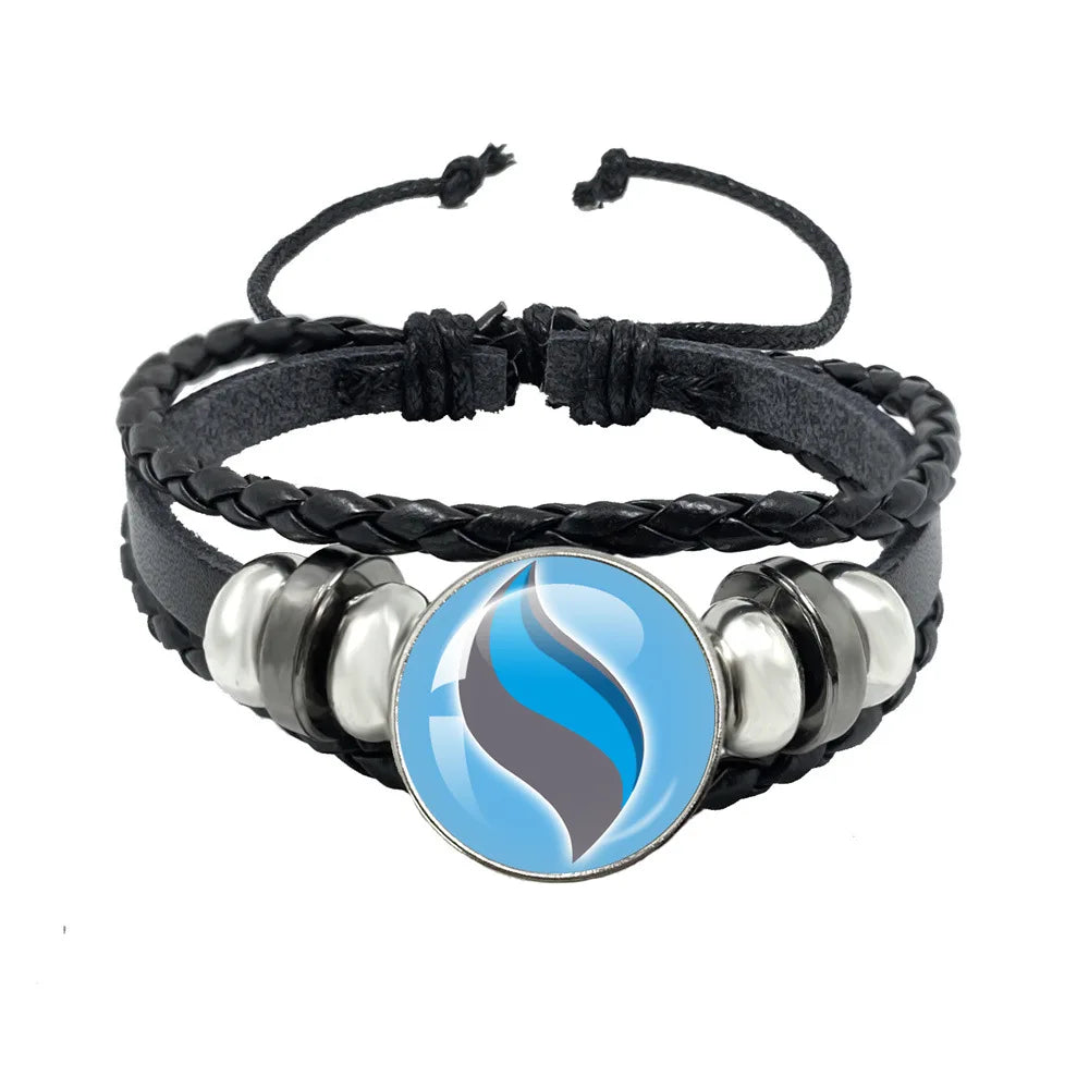 Japanese Anime Monsters Bracelet Glass Circular Pocsket Jewelry Leather Bracelet for Women and Children