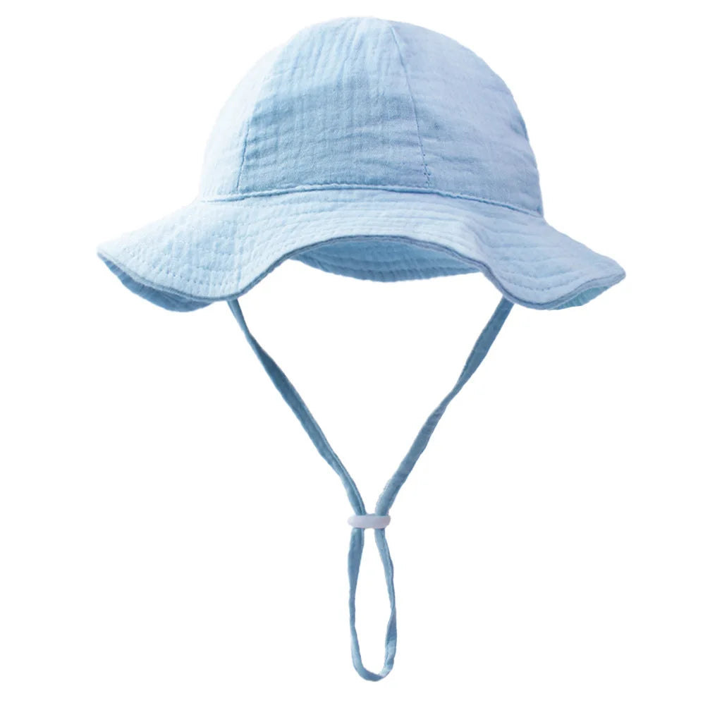 INS Baby Pure Cotton Basin Hat Sun-Protective Breathable Baby Fisherman Hat Solid Color Children's Sun Hat