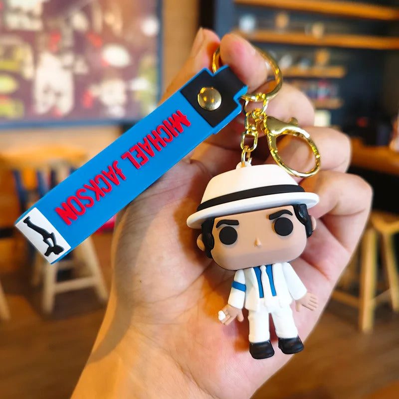 Michael Jackson Keychain Music Idol Doll Machine Key Chain