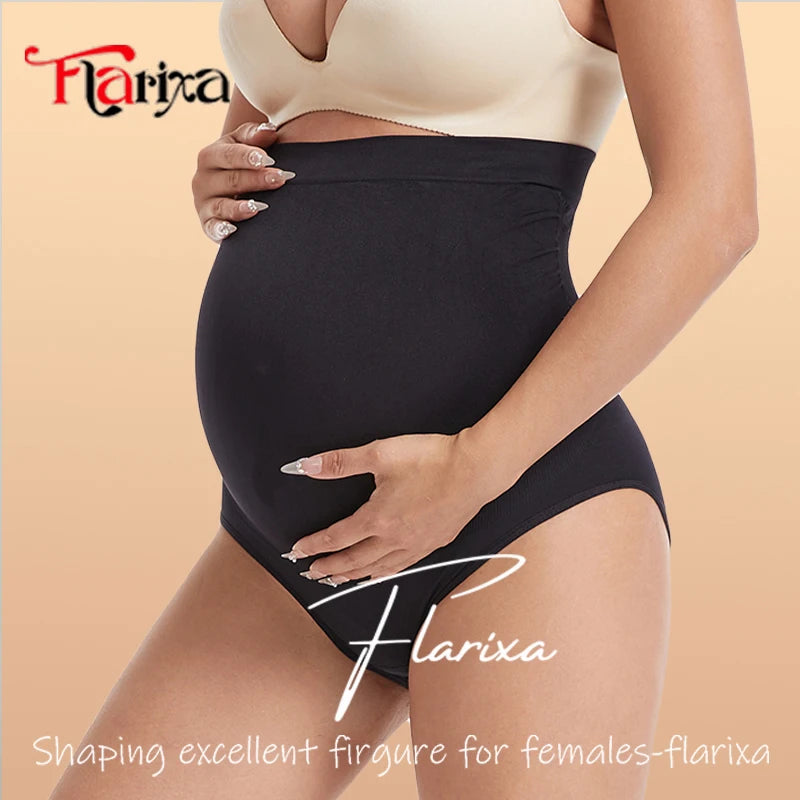 Flarixa Seamless Maternity Leggings Shorts High Waist Pregnant Women Panties Pregnancy Belly Bump Boxers Briefs High Elastic