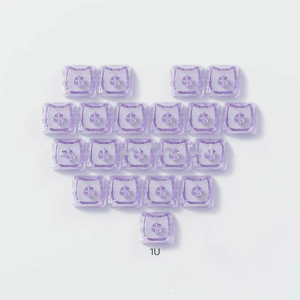 20pcs 1U Keycaps with Unique Cats Head MAO Transparent Keycap Comfort Typing PBT No Engraved Keycap DIY Keyboards For Aula Ajazz