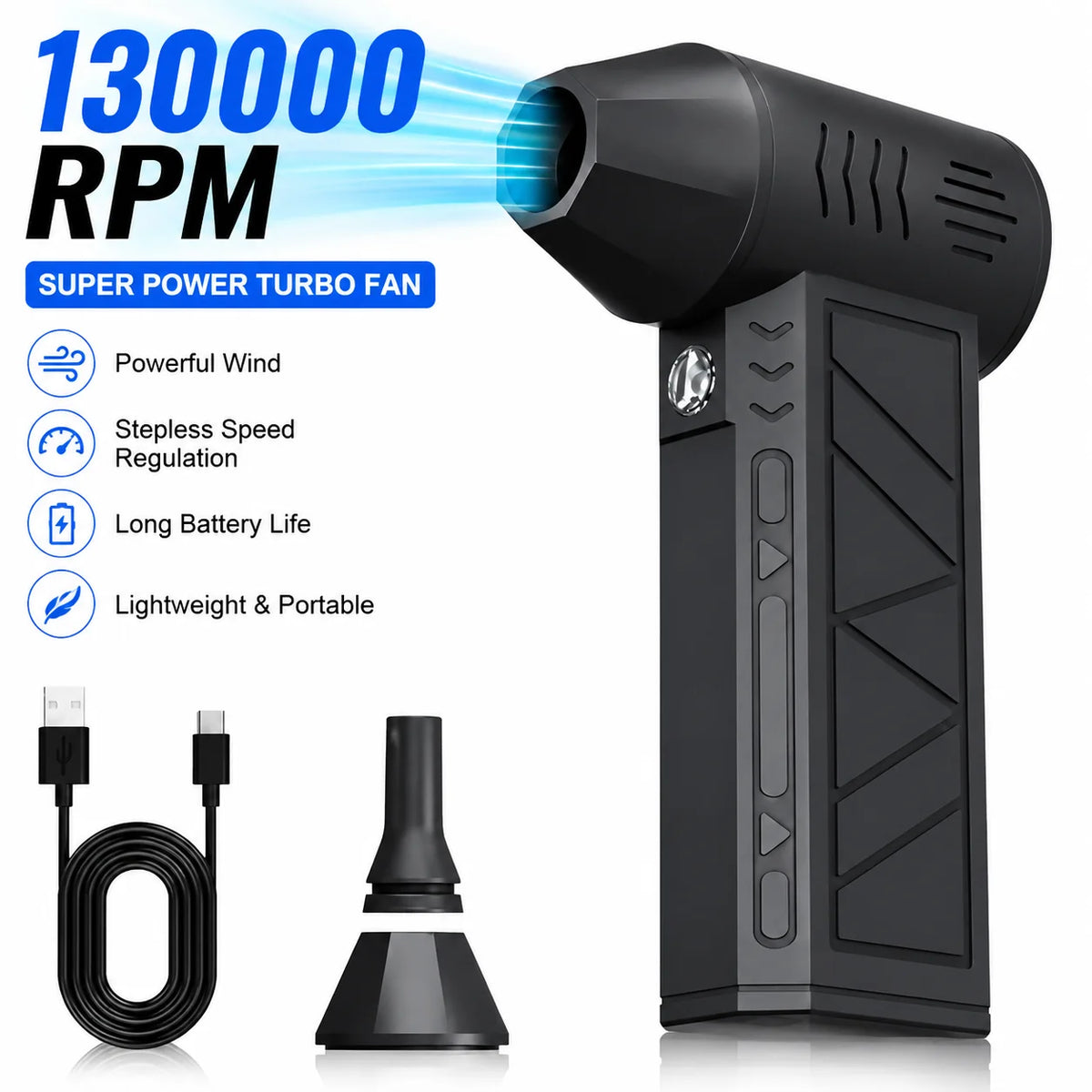 Turbofan 150000RPM High Power Jet Fan Air Duster Motor Variable Speed Dust Blower Brushless Clean Tool Handheld Air Mini Blower