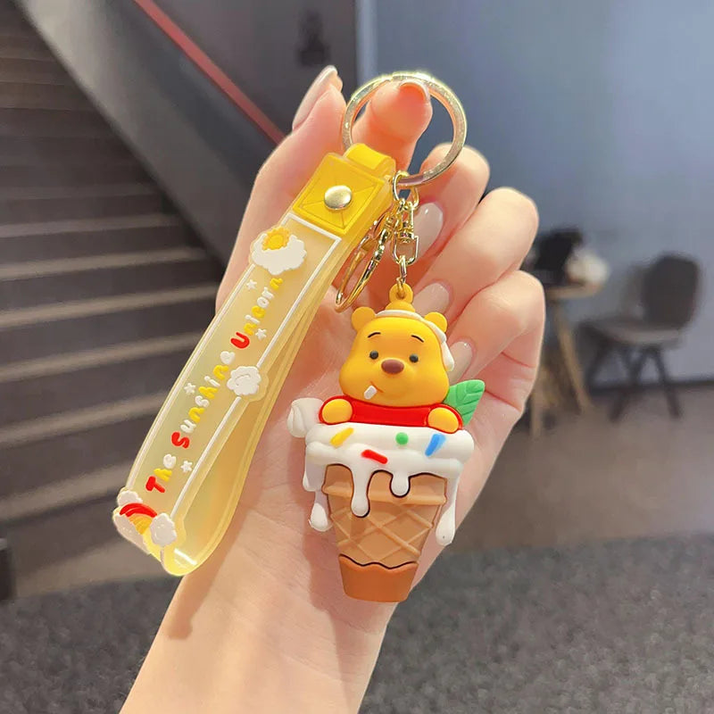 Ice Cream Cone Strawberry Bear Pooh Bear Cute Keychain