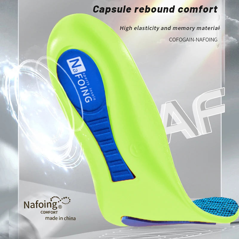 Green Orthopedic Insoles for Sport Shock-absorbing Insole for Shoes Arch Support Plantar Fasciitis Templates Pads Men Women Sole