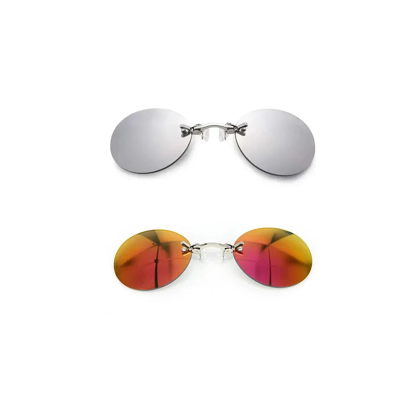  VIEWRING1-2PCS Clip On Nose Glasses Round Rimless Matrix Morpheus Sunglasses Mini Frameless Vintage Men Eyeglasses
