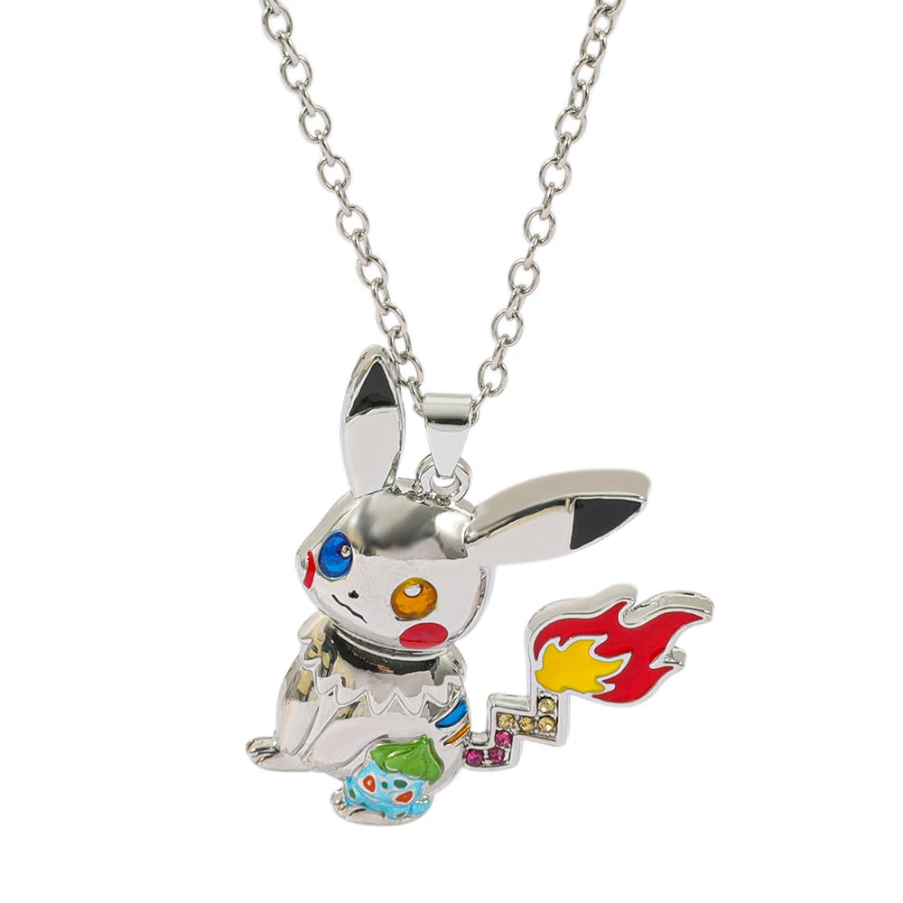 1PC Cute Q Version Character Necklace Alloy Charmander Bulbasaur Jewelry Pendant for Fans Holiday Gifts Jewelry Accessories