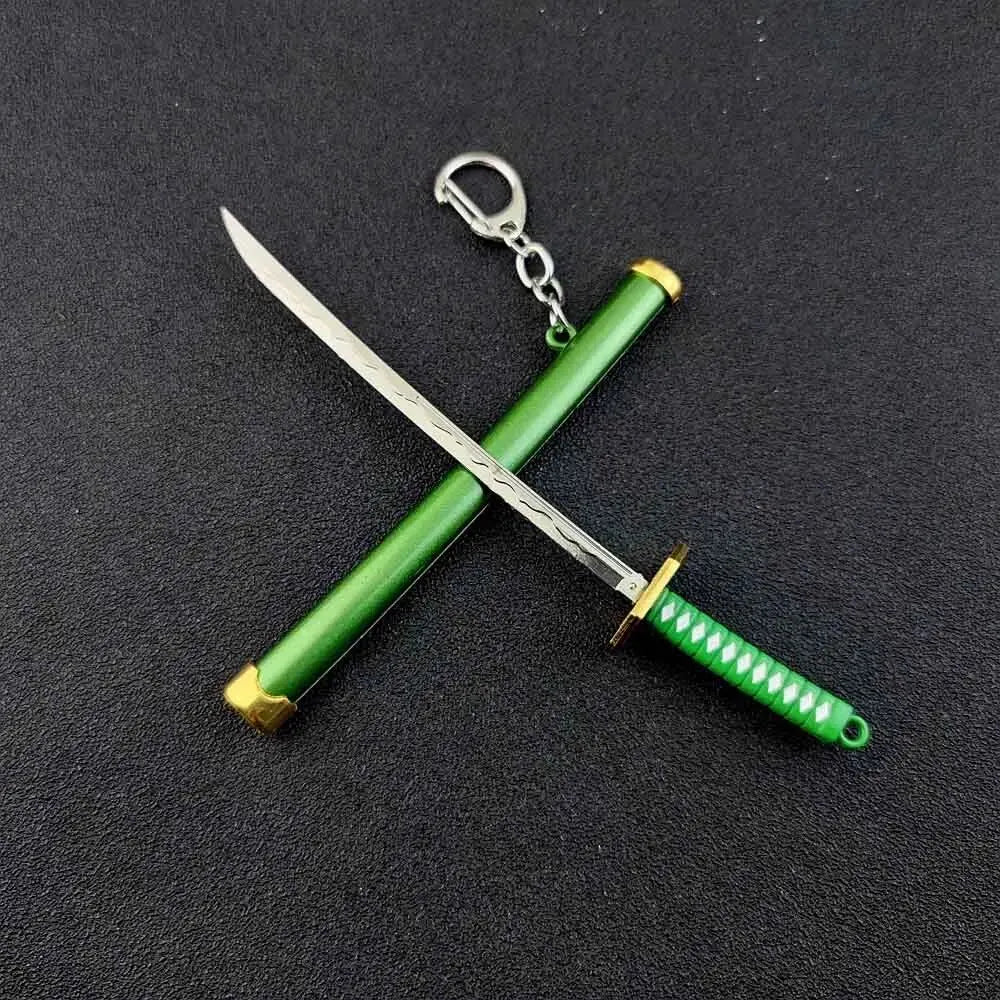 Mini Roronoa Zoro Samurai Sword Keychain Anime Plastics Scabbard Key Chain Ring Katana Buckle for Men Cosplay Toy Jewelry Gift