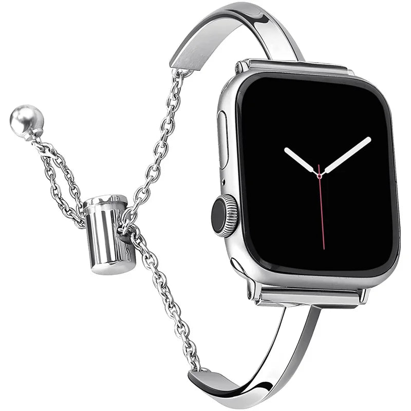 Luxury Watch Band for Apple Watch Series 10 9 8 7 41 45mm 6 Se 5 4 Women Diamond Steel Bracelet IWatch Ultra 49mm 44 40 42 38MM
