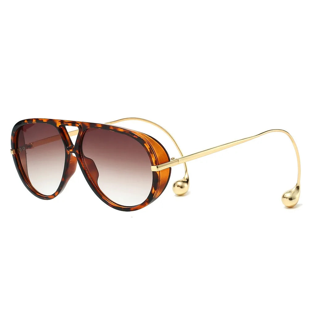 2025 European and American Fashion Sunglasses Male Pilot Double Beam Large Frame Metal New Sunglasses Female