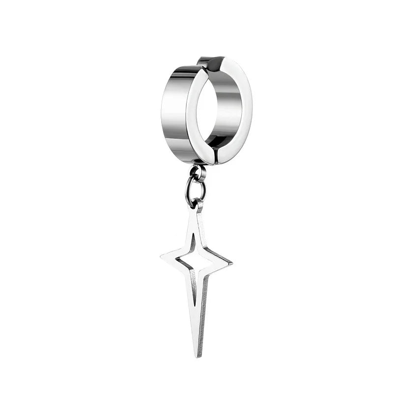 1 Pcs New Clip On Hoop Earrings For Men Women Stainless Steel Fake Non Piercing Earring Without Ear Holes Black Huggie Hoop