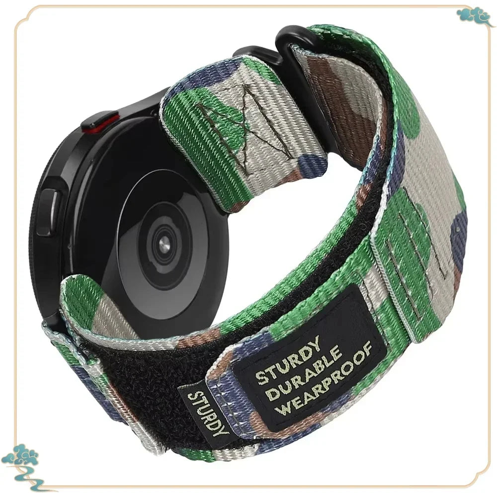 22mm 20mm Camouflage Nylon Strap for Samsung Galaxy Watch 7 6 5 4 40/44mm 6 Classic 43 47mm Band for Huawei Watch GT5 4Pro Band