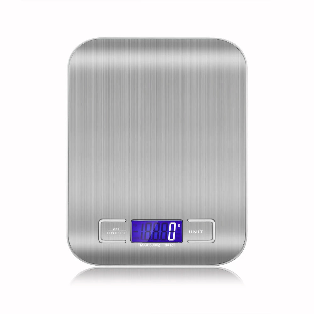 New 5kg/1g Portable Kitchen Scale Coffee Electronic Scale Stainless Steel Surface LCD Backlit Kitchen Food Scales Weighing Tool