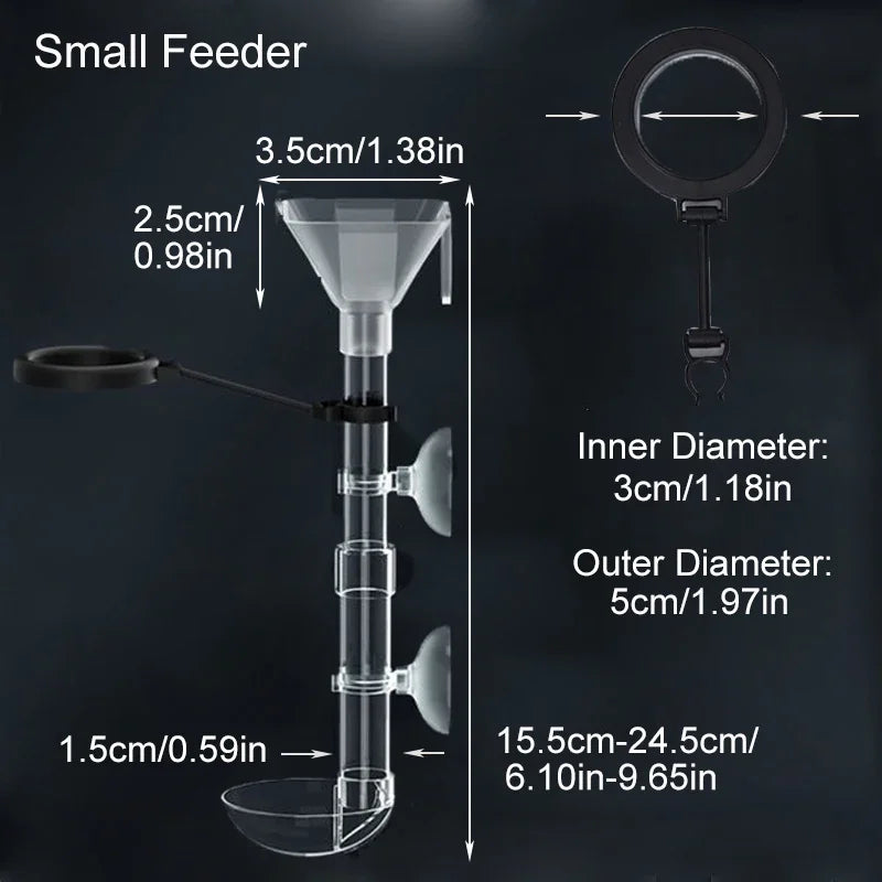 Acrylic Aquarium Fish Feeder Transparent Tube Telescopic Multifunctional Fish Tank Food Dispenser with Feeding Ring