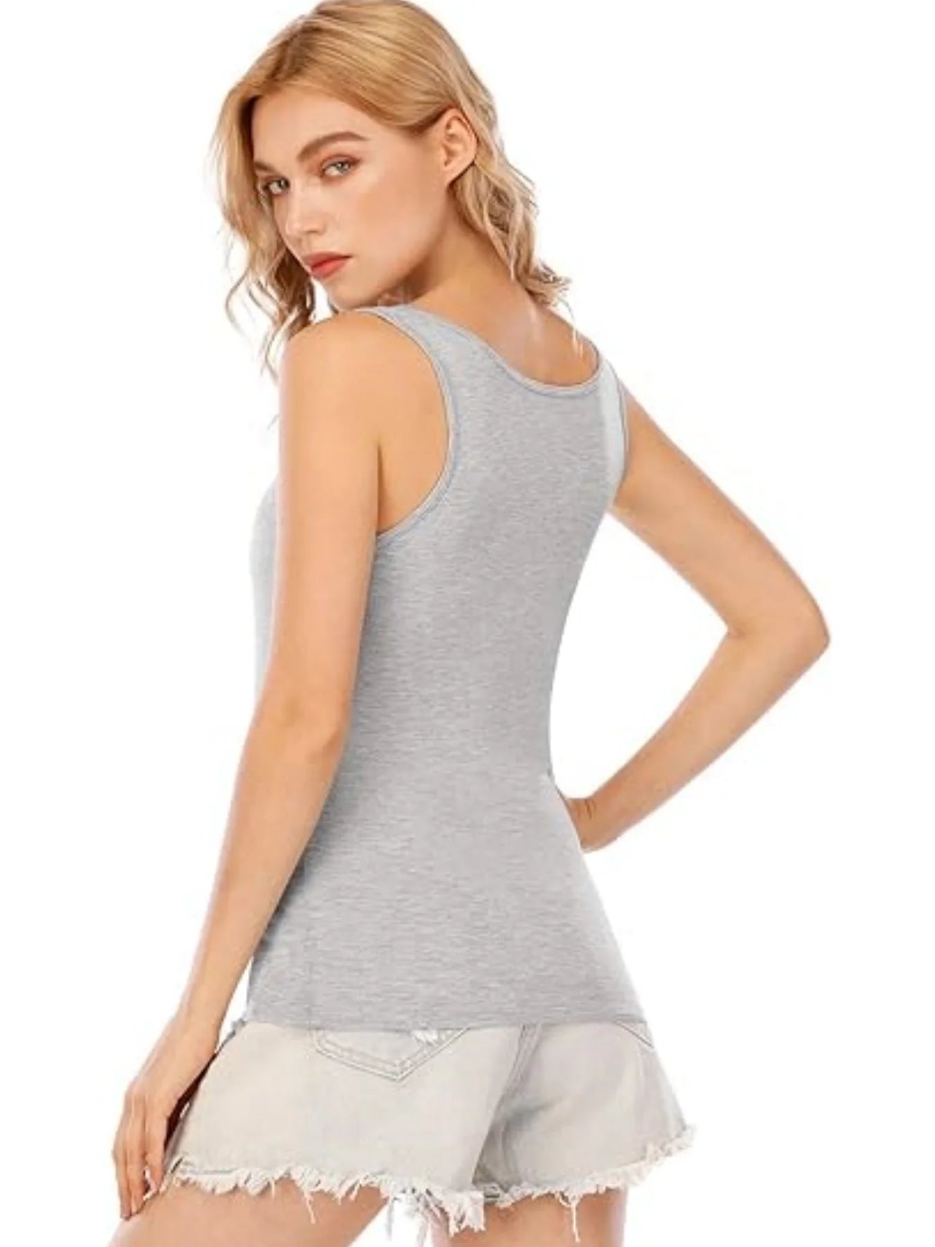Solid color multifunctional vest, casual workout round neck sleeveless top, women's